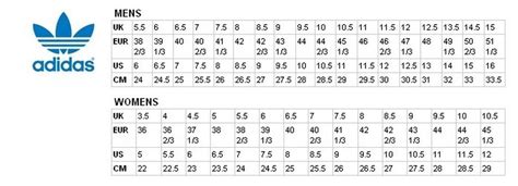 adidas size charts uk